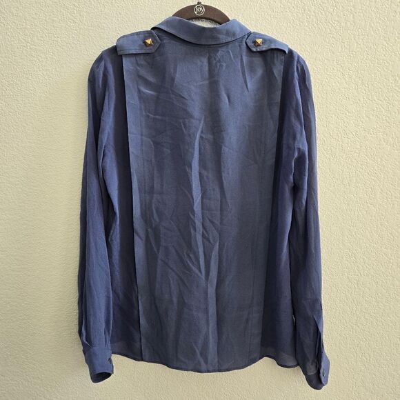GUCCI Blue Silk Blouse Shirt Top size 42 6 - Picture 7 of 11